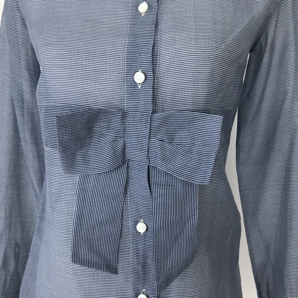 Red Valentino Bow Button Front Shirt Gingham #470 - Picture 9 of 9